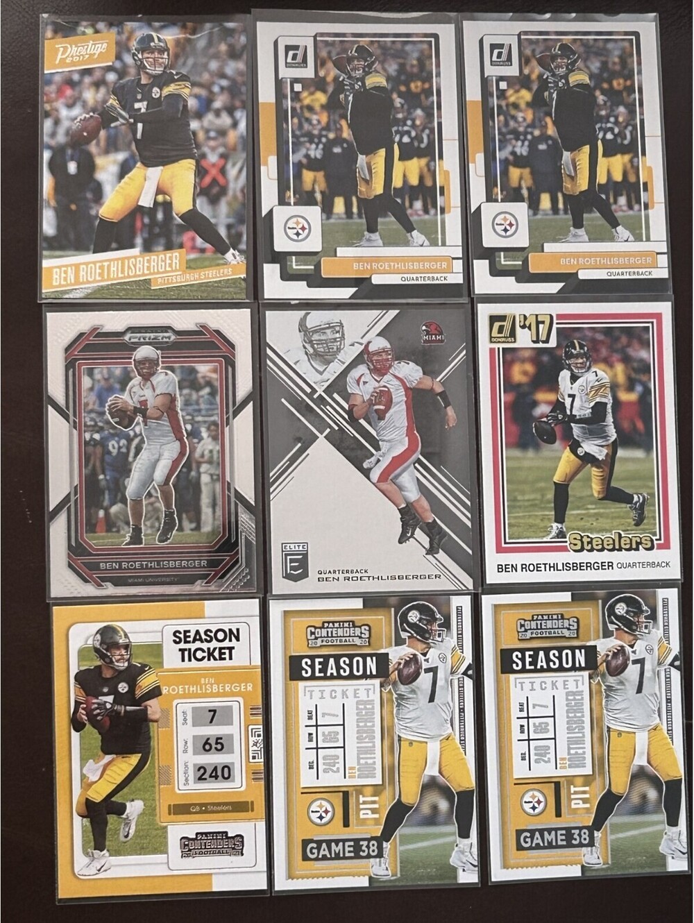NFL STEELERS STAR QB BEN ROETHLISBERGER PANINI COLLECTION 9 CARD LOT NM